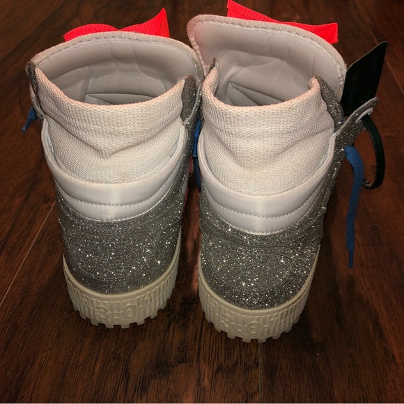 OFF-WHITE Off Court 3.0 High Top Sneaker Glitter White/Silver SZ44 - Picture 5 of 15